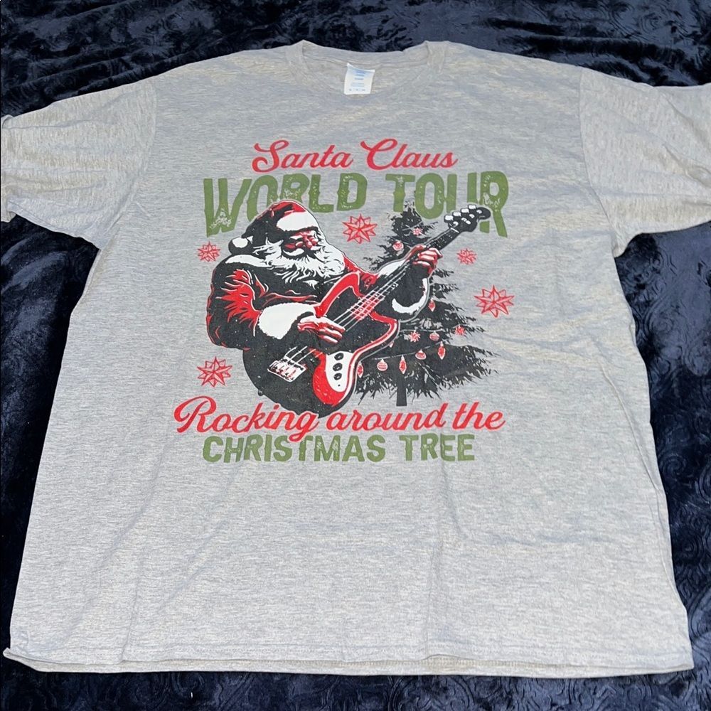 Santa Claus Electric Guitar World Tour Rocking Around Christmas Tree (Men’s XL)